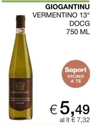 GIOGANTINU VERMENTINO 13° DOCG 750 ML