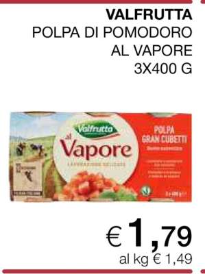 VALFRUTTA POLPA DI POMODORO AL VAPORE 3X400 G