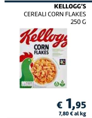 KELLOGG'S CEREALI CORN FLAKES 250 G