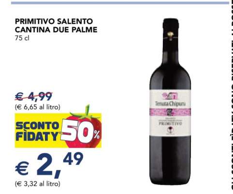 PRIMITIVO SALENTO CANTINA DUE PALME 75 cl