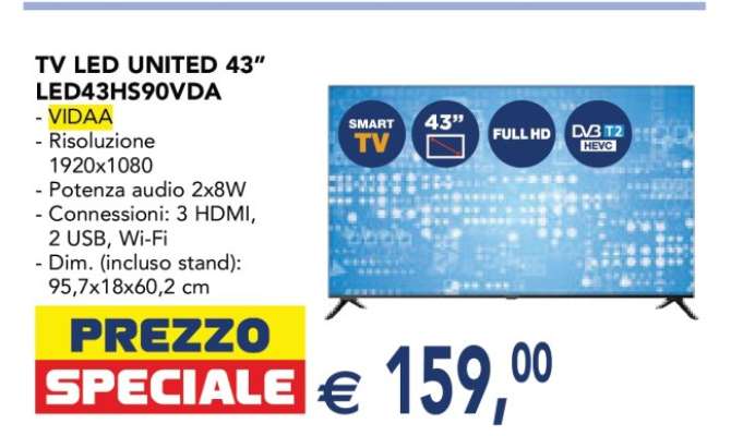 TV LED UNITED 43” LED43HS90VDA
