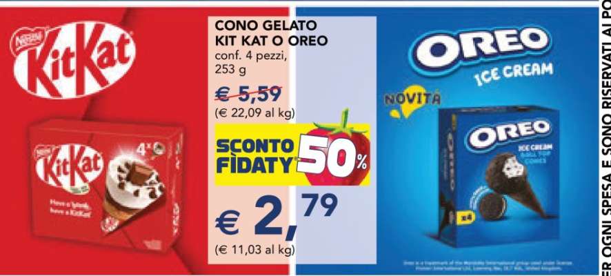 CONO GELATO KIT KAT O OREO