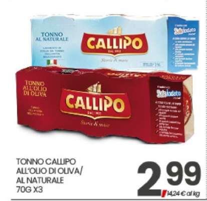 TONNO CALLIPO ALL'OLIO DI OLIVA/AL NATURALE