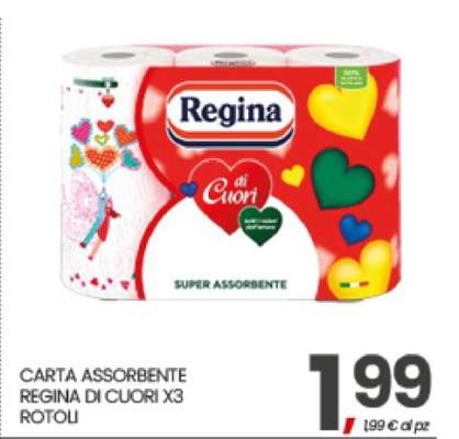 CARTA ASSORBENTE REGINA DI CUORI X3 ROTOLI