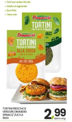 TORTINI FRESCHI DI VERDURE DIMMIDISI SPINACI/ ZUCCA
