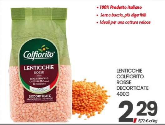 LENTICCHIE COLFIORITO ROSSE DECORTICATE 400G