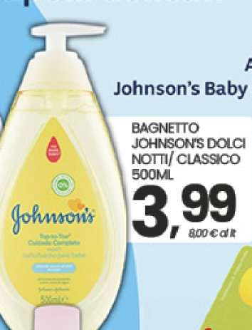 BAGNETTO JOHNSON'S DOLCI NOTTI/ CLASSICO 500ML