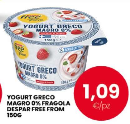 YOGURT GRECO MAGRO 0% FRAGOLA DESPAR FREE FROM 150G