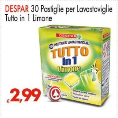 DESPAR 30 Pastiglie per Lavastoviglie Tutto in 1 Limone