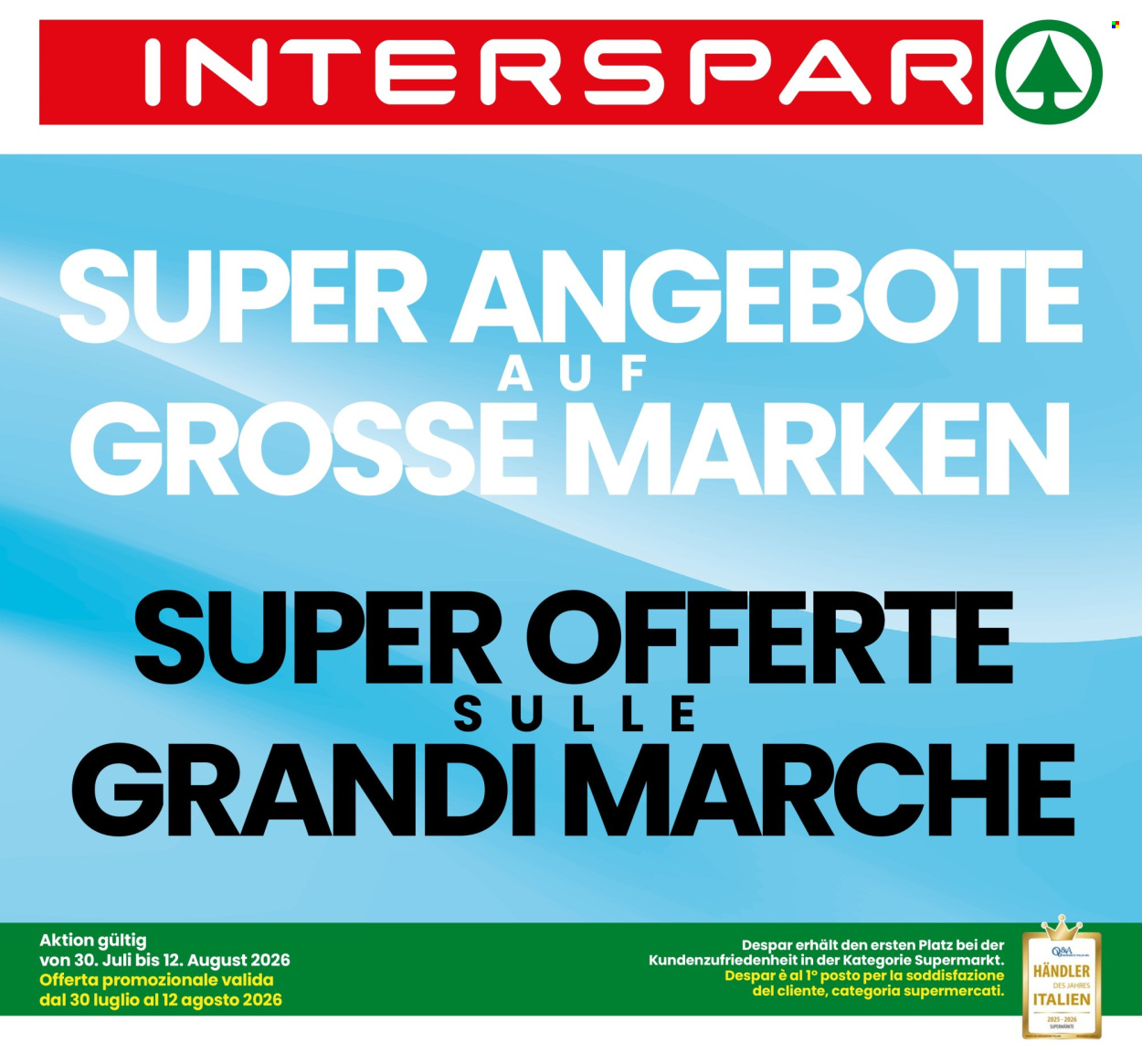 Volantino Interspar - 30/7/2026 - 12/8/2026. Pagina 1