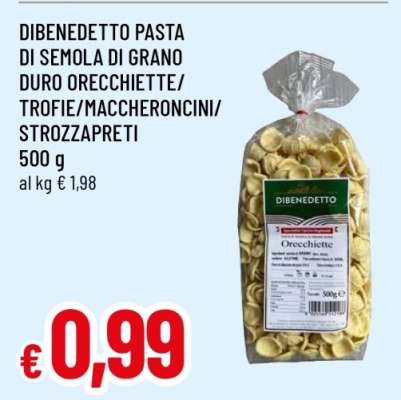 DIBENEDETTO PASTA DI SEMOLA DI GRANO DURO ORECCHIETTE/TROFIE/MACCHERONCINI/STROZZAPRETI
