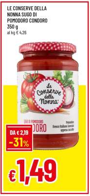 LE CONSERVE DELLA NONNA SUGO DI POMODORO CONDORO