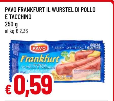 PAVO FRANKFURT IL WURSTEL DI POLLO E TACCHINO