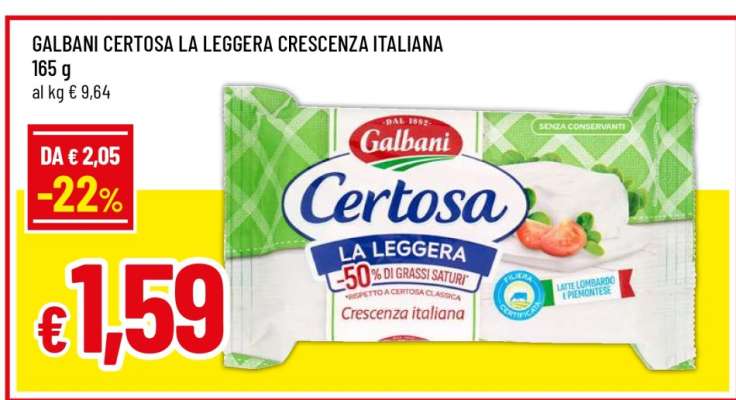 GALBANI CERTOSA LA LEGGERA CRESCENZA ITALIANA