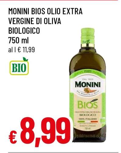 MONINI BIOS OLIO EXTRA VERGINE DI OLIVA BIOLOGICO