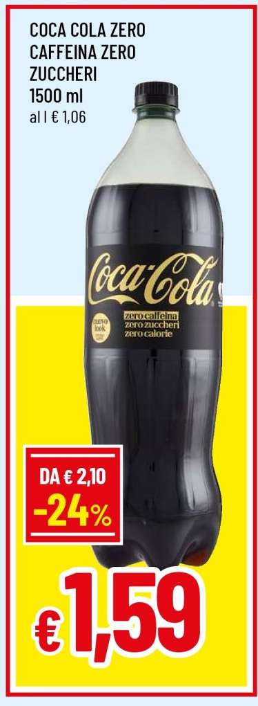 COCA COLA ZERO CAFFEINA ZERO ZUCCHERI