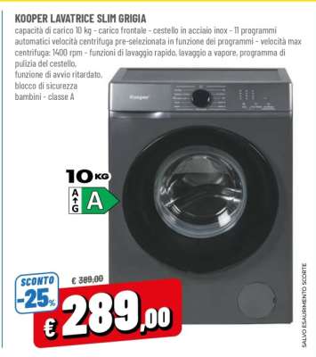 KOOPER LAVATRICE SLIM GRIGIA