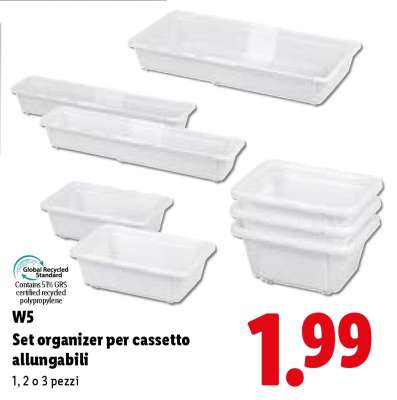 W5 Set organizer per cassetto allungabili