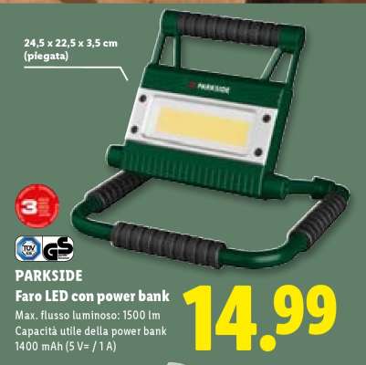 PARKSIDE Faro LED con power bank