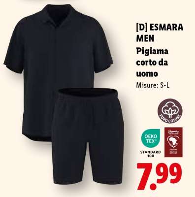 ESMARA MEN Pigiama corto da uomo