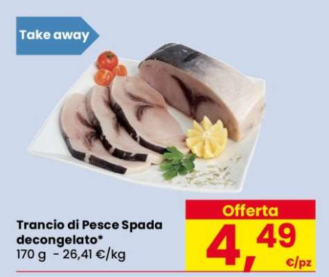 Trancio di pesce spada decongelato