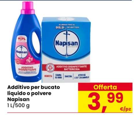 Additivo per bucato liquido o polvere Napisan