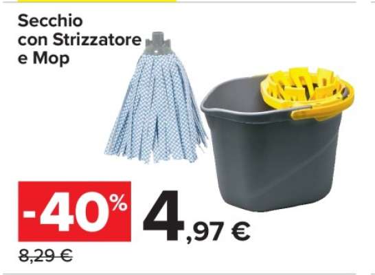 Secchio con Strizzatore e Mop