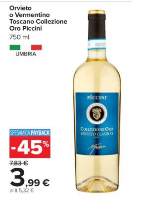 Orvieto o Vermentino Toscano Collezione Oro Piccini