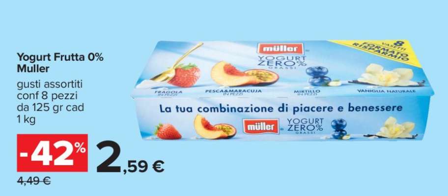 Yogurt Frutta 0% Muller