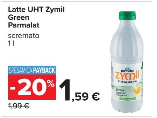 Latte UHT Zymil Green Parmalat