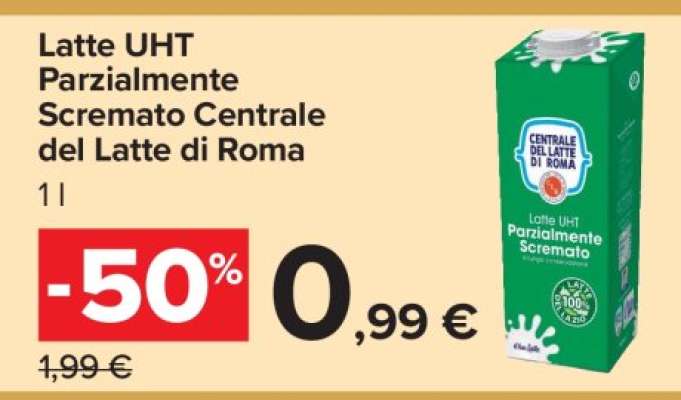 Latte UHT Parzialmente Scremato Centrale del Latte di Roma