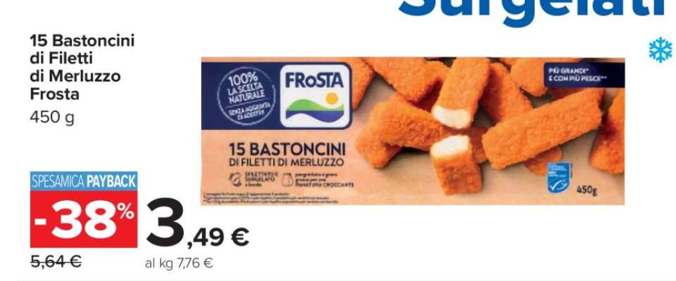 15 BASTONCINI DI FILETTI DI MERLUZZO FROSTA