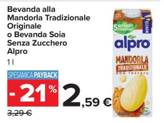Bevanda alla Mandorla Tradizionale Originale o Bevanda Soia Senza Zucchero Alpro