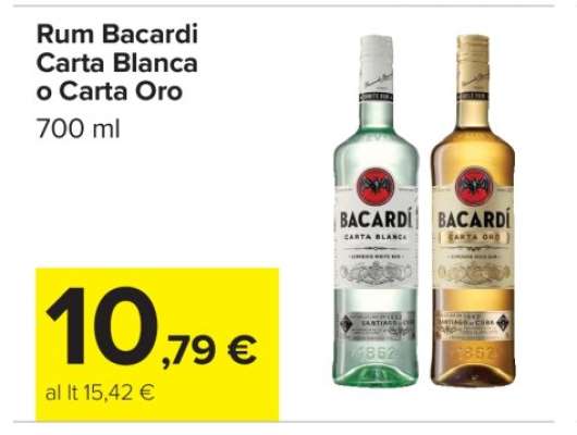 Rum Bacardi Carta Blanca o Carta Oro