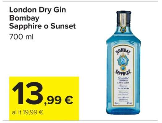 London Dry Gin Bombay Sapphire o Sunset