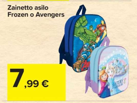 Zainetto asilo Frozen o Avengers