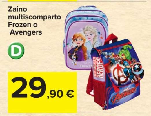 Zaino multicomparto Frozen o Avengers