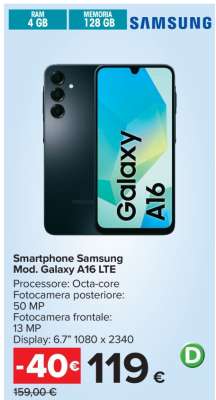 Smartphone Samsung Mod. Galaxy A16 LTE