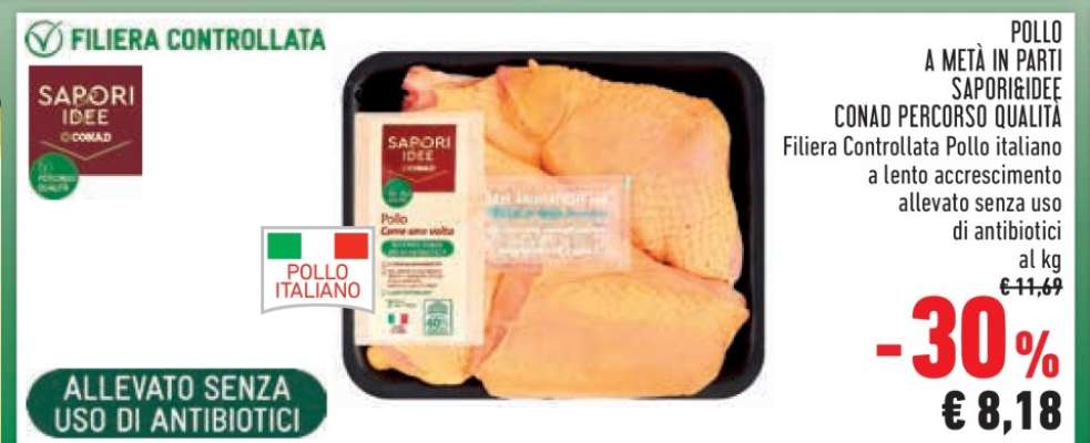 POLLO A METÀ IN PARTI SAPORIDEA CONAD PERCORSO QUALITÀ
