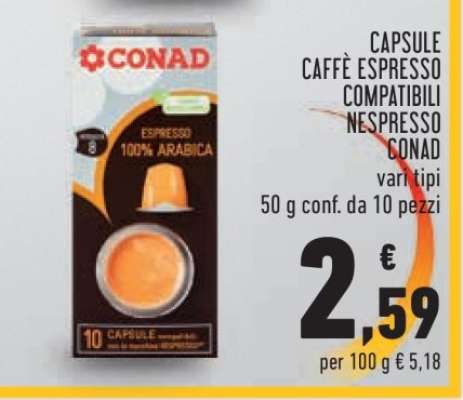 CONAD CAPSULE CAFFÈ ESPRESSO COMPATIBILI NESPRESSO