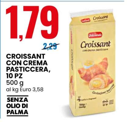 Croissant con crema pasticcera, 10 pz