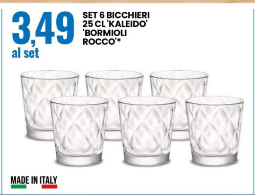 SET 6 BICCHIERI 25 CL 'KALEIDO' 'BORMIOLI ROCCO'