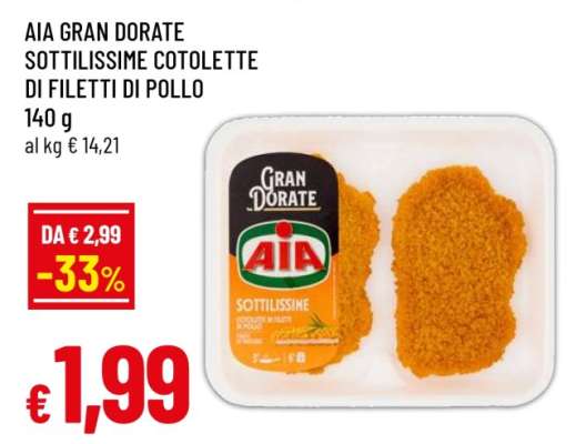 AIA GRAN DORATE SOTTILISSIME COTOLETTE DI FILETTI DI POLLO