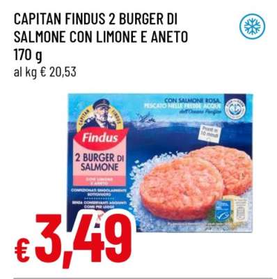CAPITAN FINDUS 2 BURGER DI SALMONE CON LIMONE E ANETO
