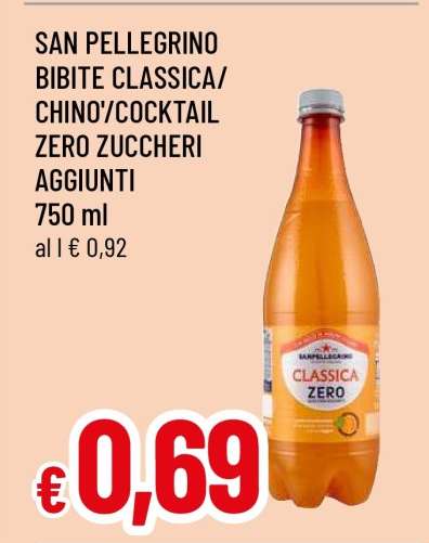 SAN PELLEGRINO BIBITE CLASSICA/CHINO'/COCKTAIL ZERO ZUCCHERI AGGIUNTI