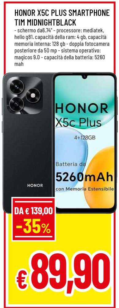 HONOR X5C PLUS SMARTPHONE TIM MIDNIGHTBLACK