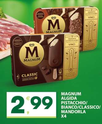MAGNUM ALGIDA PISTACCHIO/BIANCO/CLASSICO/MANDORLA X4