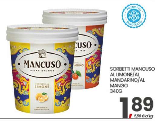 SORBETTI MANCUSO AL LIMONE/AL MANDARINO/AL MANGO