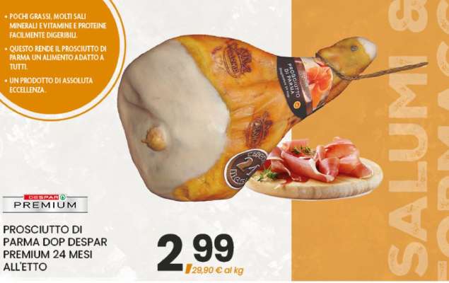 PROSCIUTTO DI PARMA DOP DESPAR PREMIUM 24 MESI ALLETTO