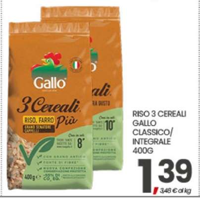 RISO 3 CEREALI GALLO CLASSICO/INTEGRALE 400G